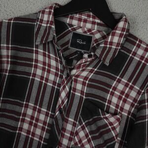 Rails Shirt Womens XS Black Red White Plaid Flannel Long Sleeve Button Up Rayon
